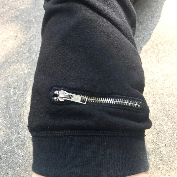 Upcycled Leg Warmers Black Thigh Highs Studded Knee Socks Sweatshirt Zipper Y2k - Picture 5 of 14